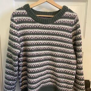 Croft & Barrow Green and Pink Patterned Sweater